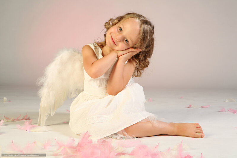 Child in Angel Costume — White, Serene, Photograph, Wings