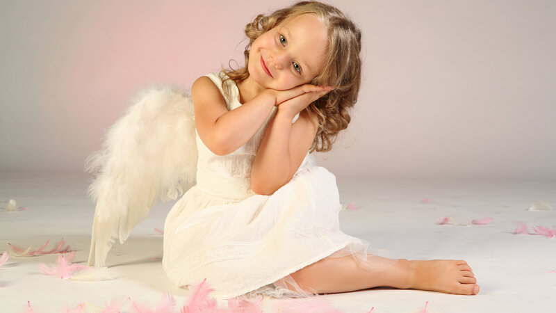 Child in Angel Costume — White, Serene