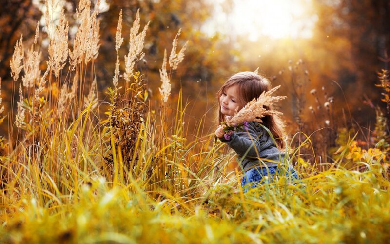 Child in Autumn Field