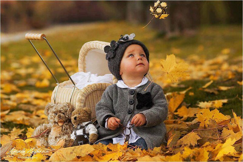 Child in Autumn Leaves — Yellow, Serene