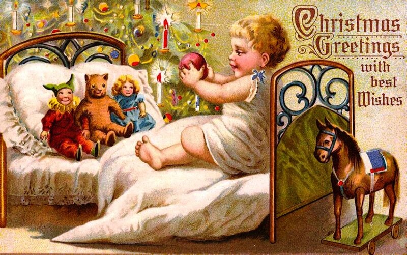 Child in Bed with Toys