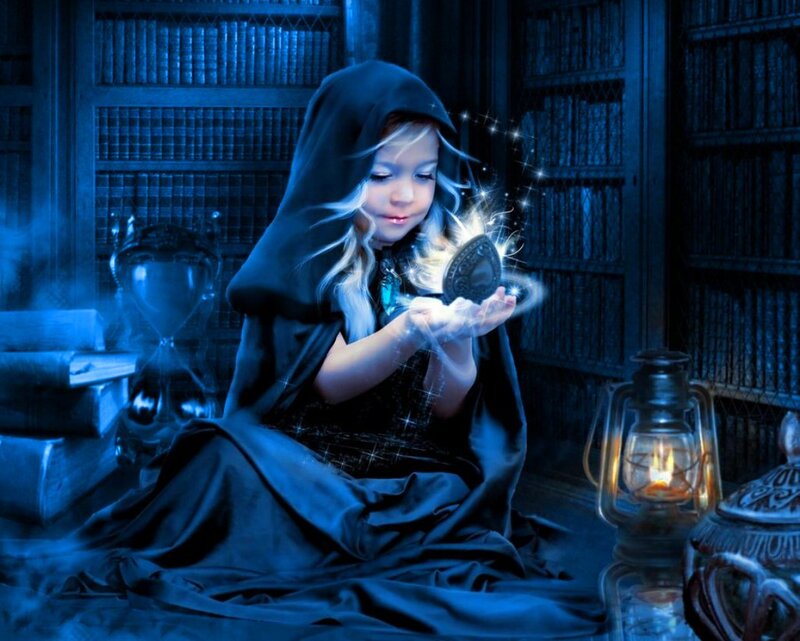 Child in Black Cloak — Blue