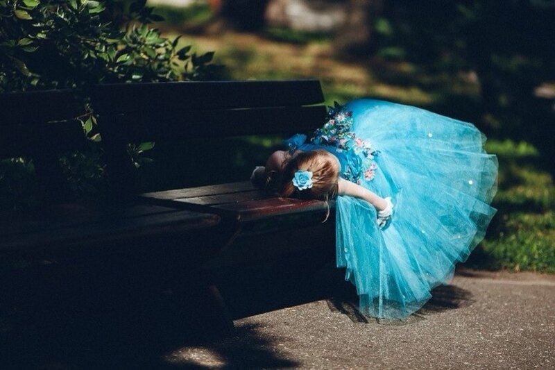 Child in Blue Dress — Dramatic, Afternoon