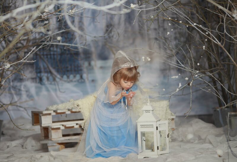 Child in Blue Dress — Serene, Winter