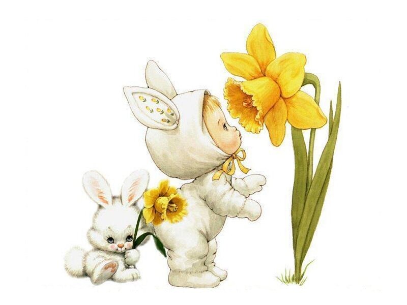 Child in Bunny Costume — Yellow, Peaceful