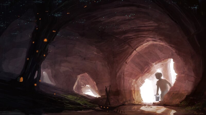 Child in Cave Tunnel