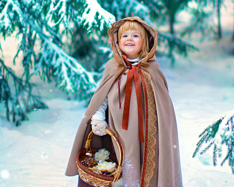Child in Cloak with Basket