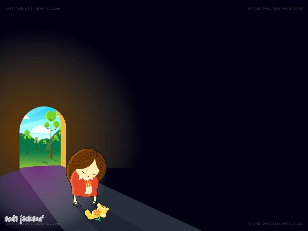 child in dark tunnel with toy