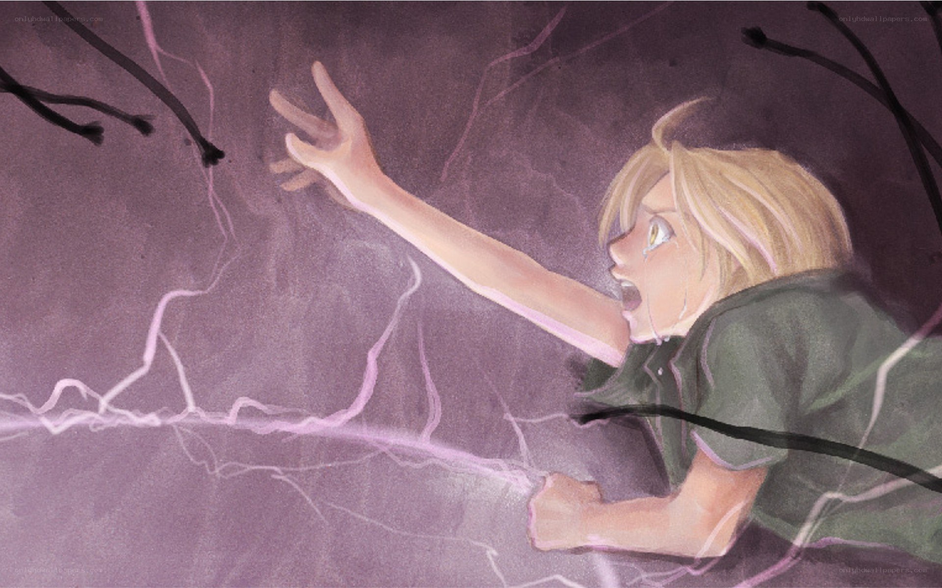 child in distress with lightning