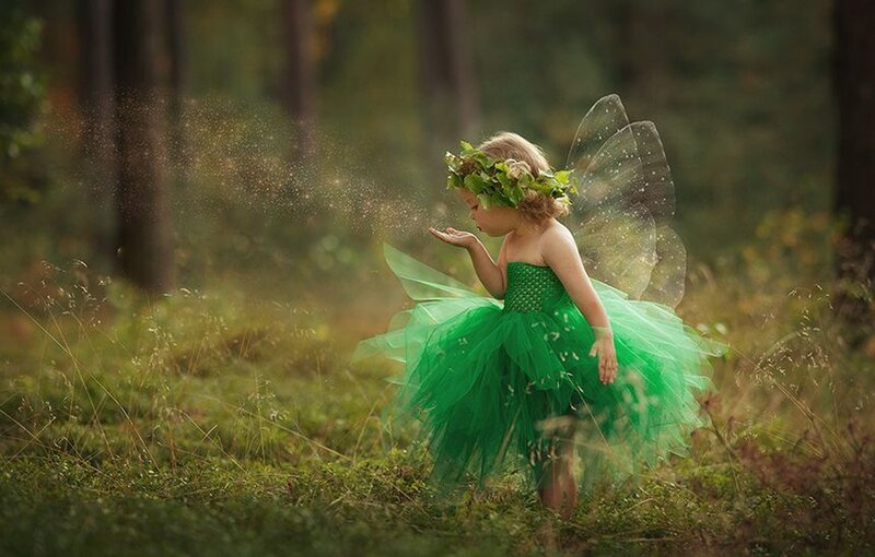 Child in Fairy Costume — Green, Serene, Afternoon