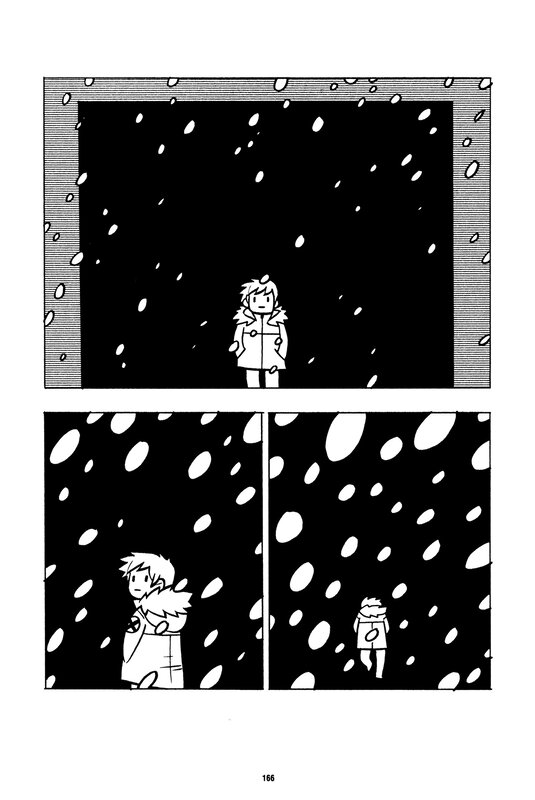 child in falling snow