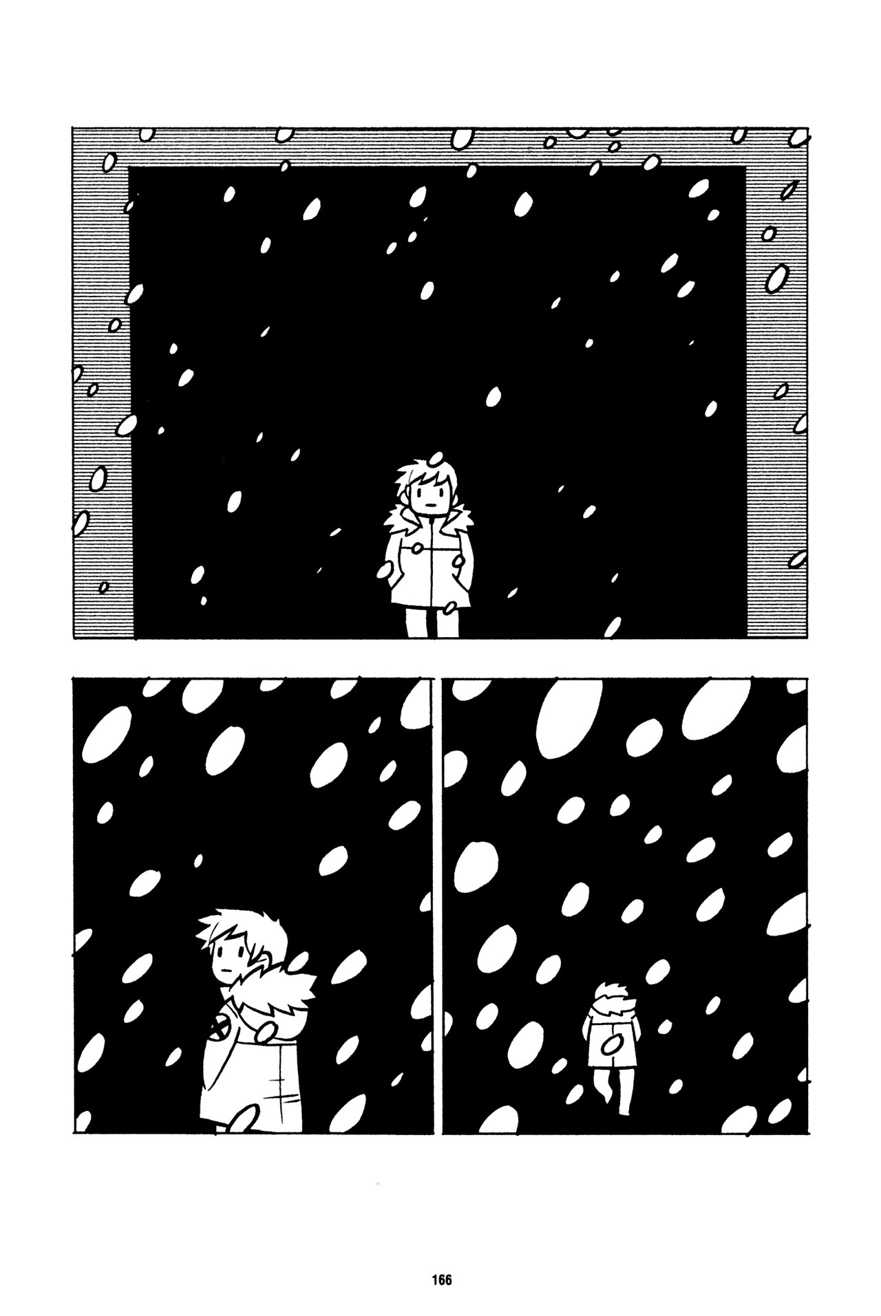 child in falling snow