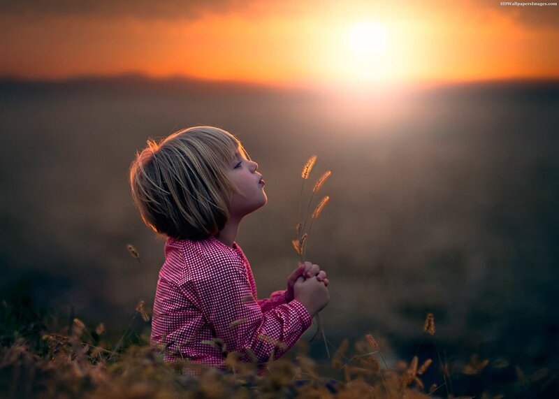 Child in Field — Orange, Serene