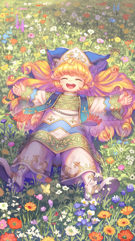 Child in Floral Field