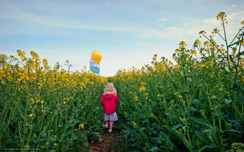 Child in Flower Field — Yellow, Serene