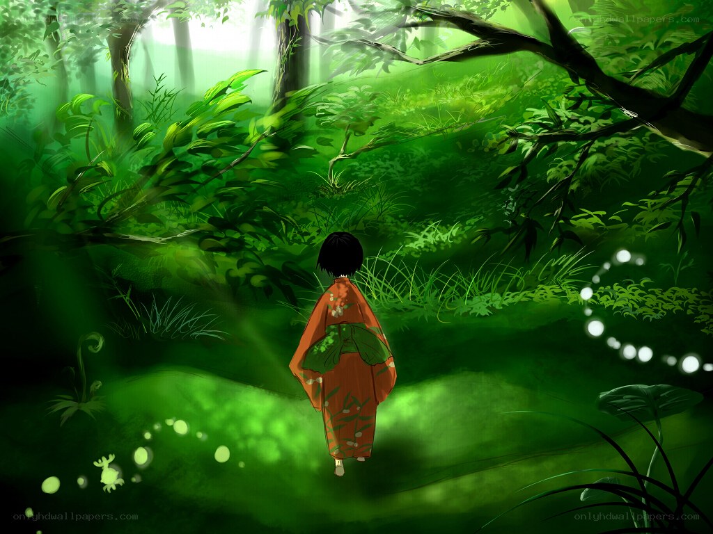 child in forest at dawn