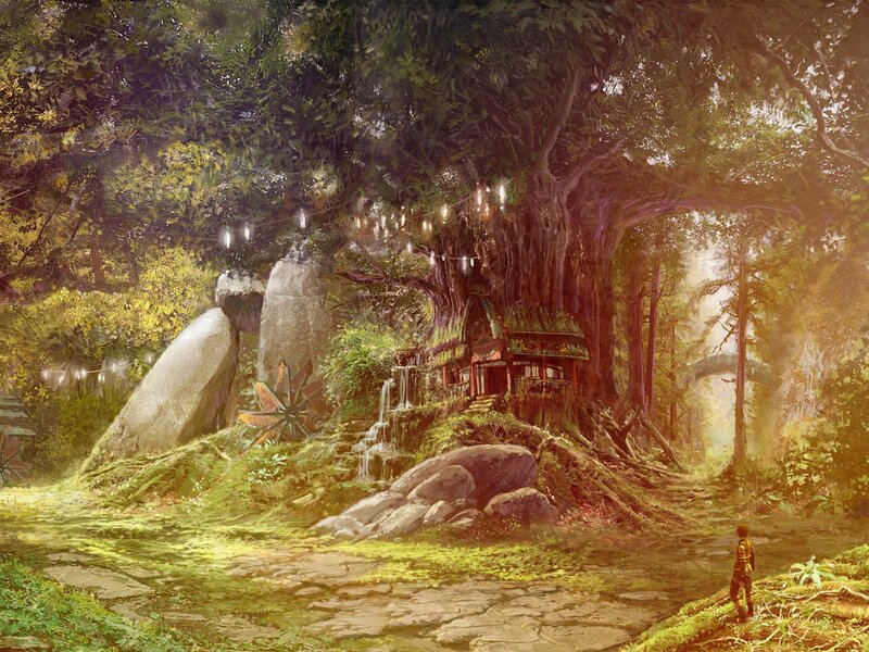 Child in Forest — Green, Serene