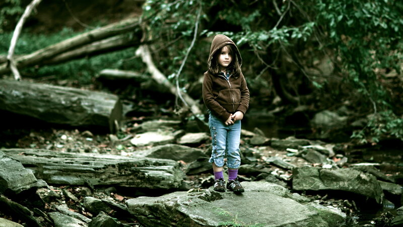 Child in Forest — Green, Somber