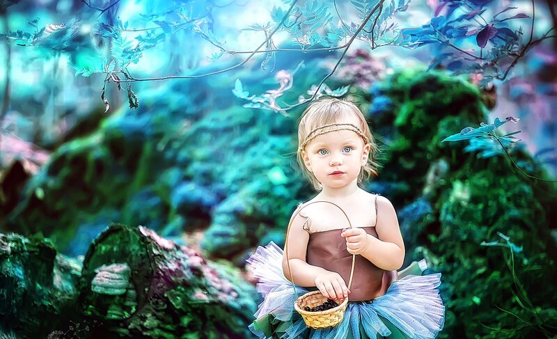 Child in Forest — Green, Whimsical