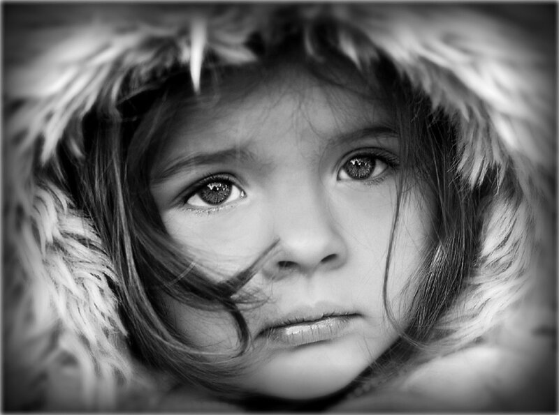 Child in Fur Hood — Black
