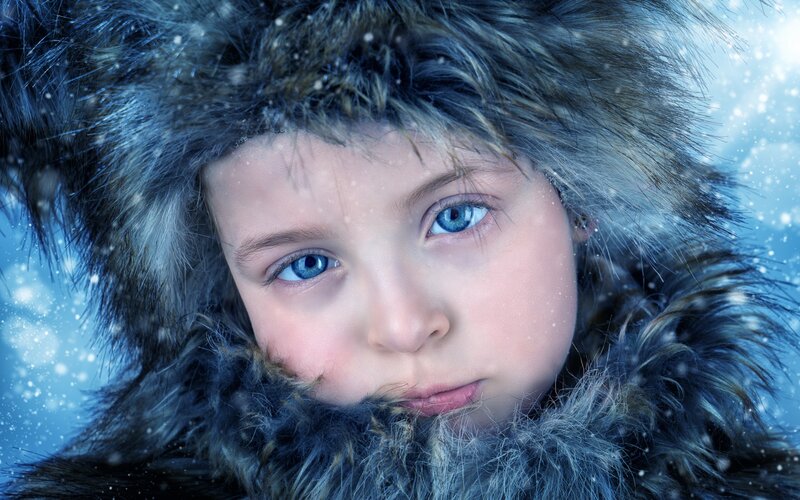 Child in Fur Hood — Blue