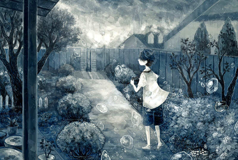 Child in Garden — Blue