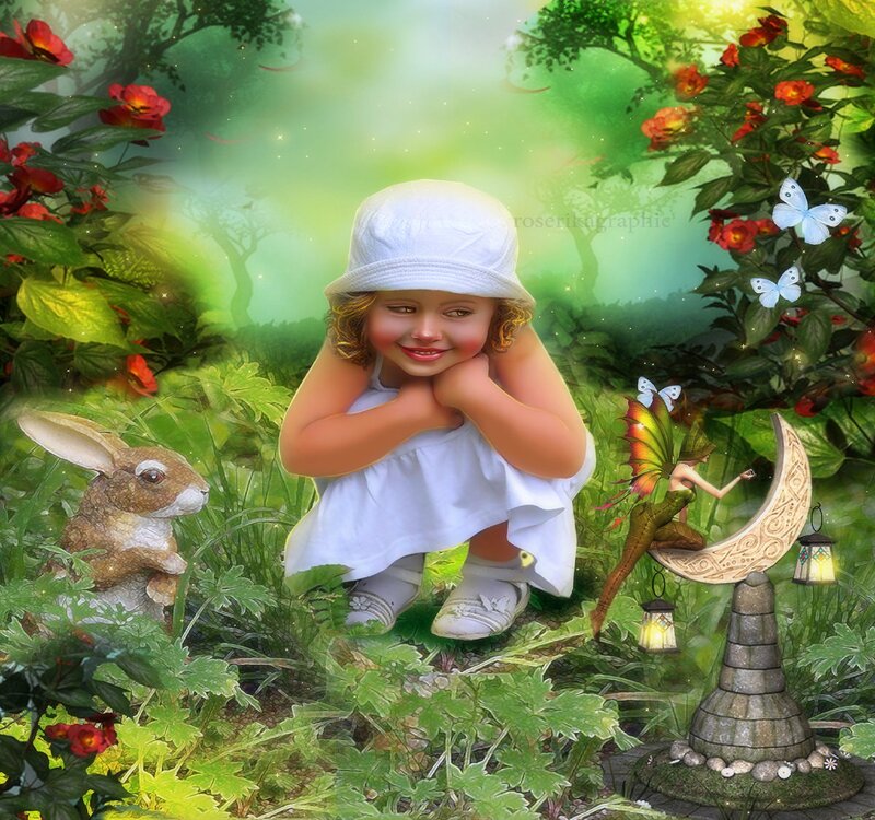 Child in Garden — Green, Whimsical