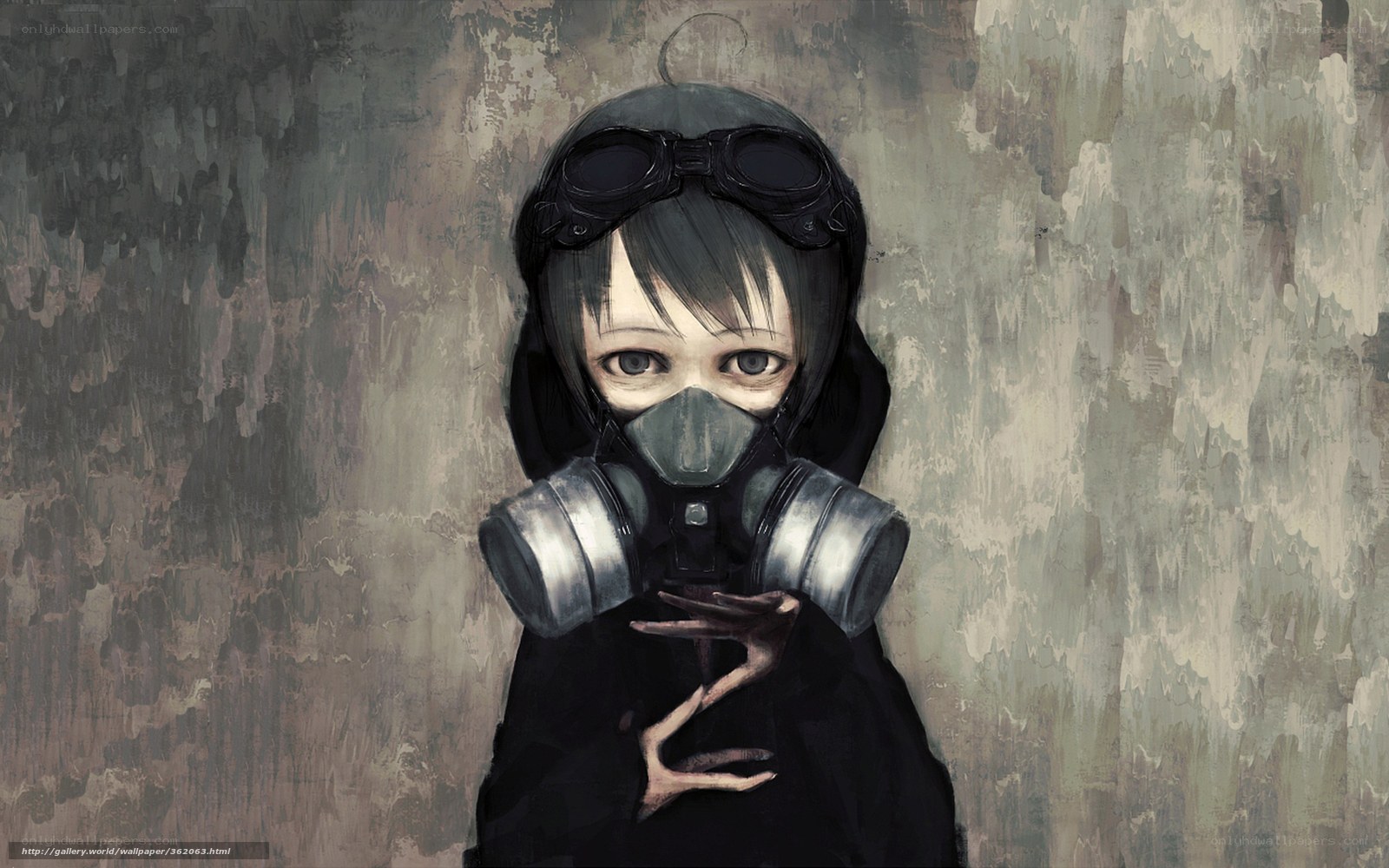 child in gas mask