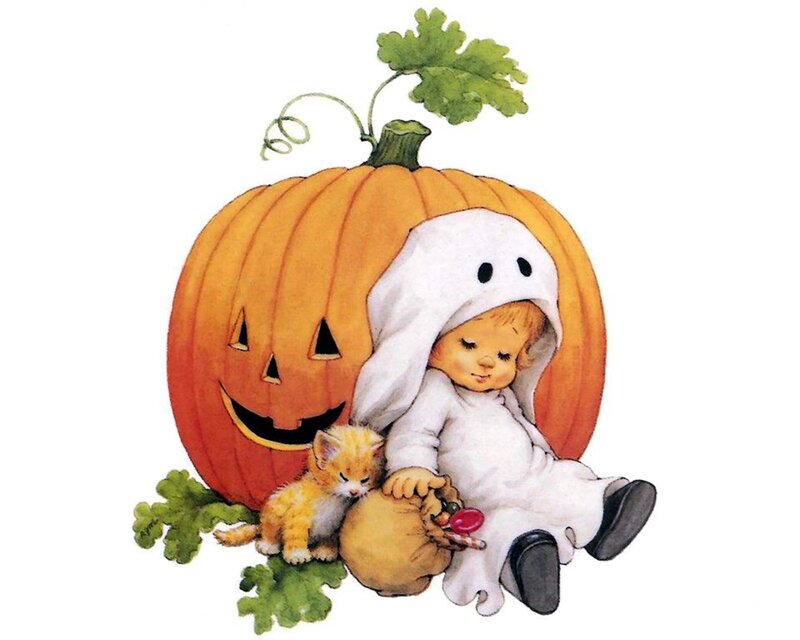 Child in Ghost Costume — Orange, Festive