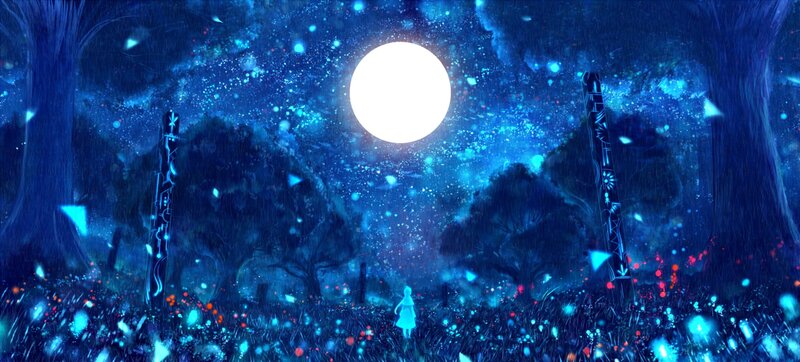 Child in Glowing Forest — Blue