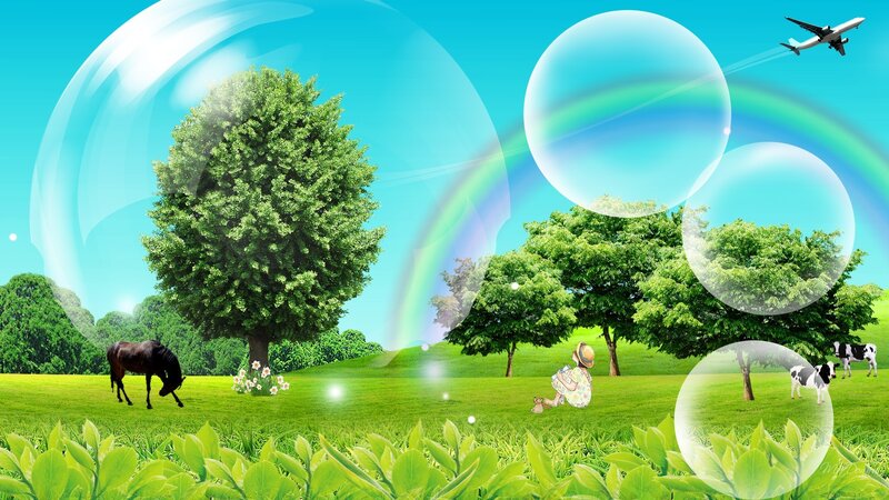 Child in Green Field — Serene