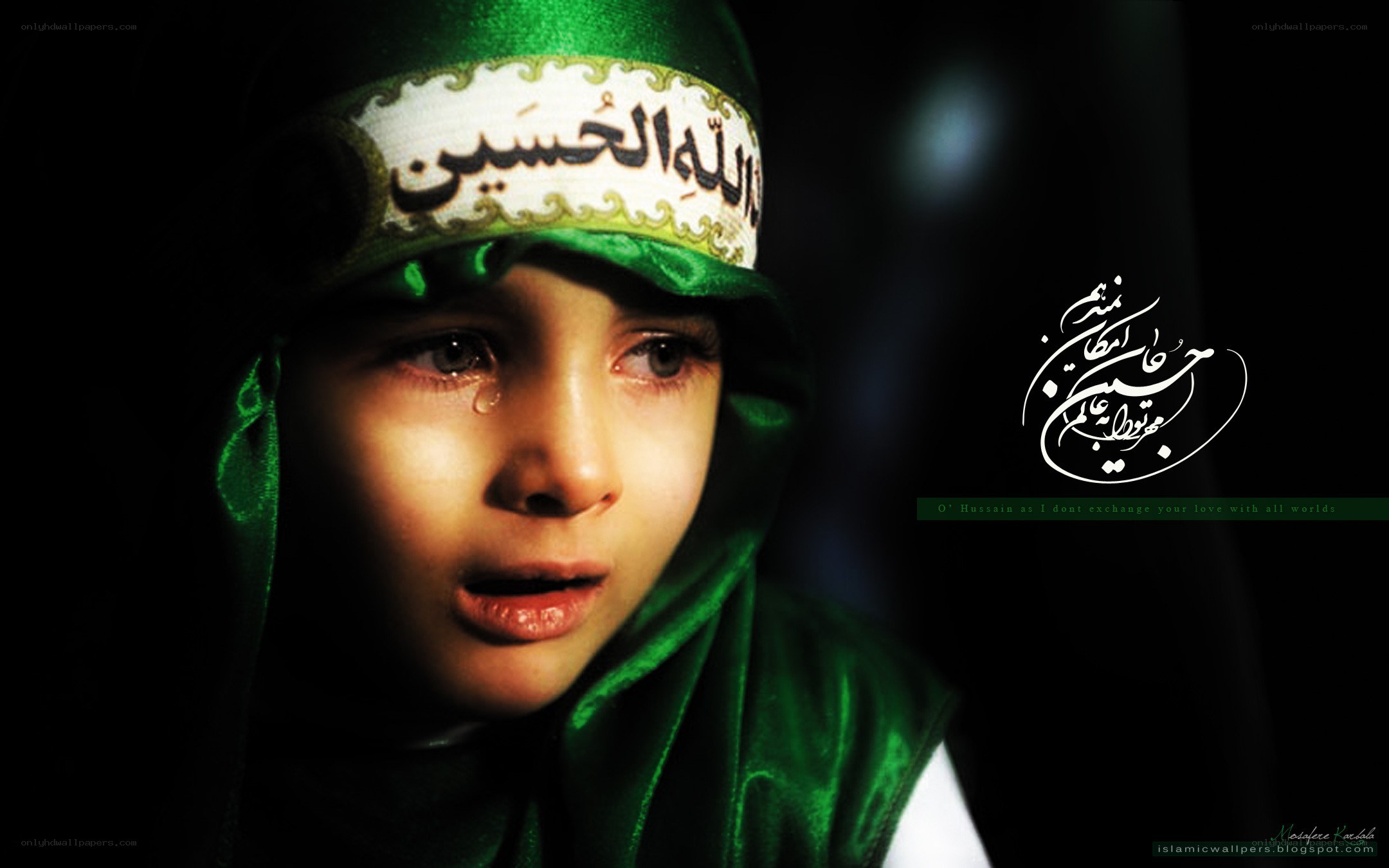 child in green headwear