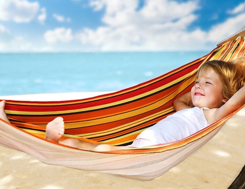 Child in Hammock — Blue