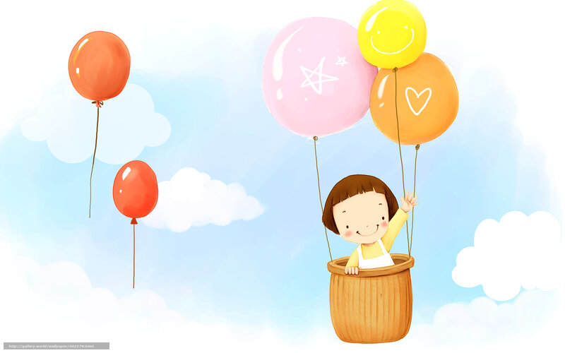 Child in Hot Air Balloon — Blue