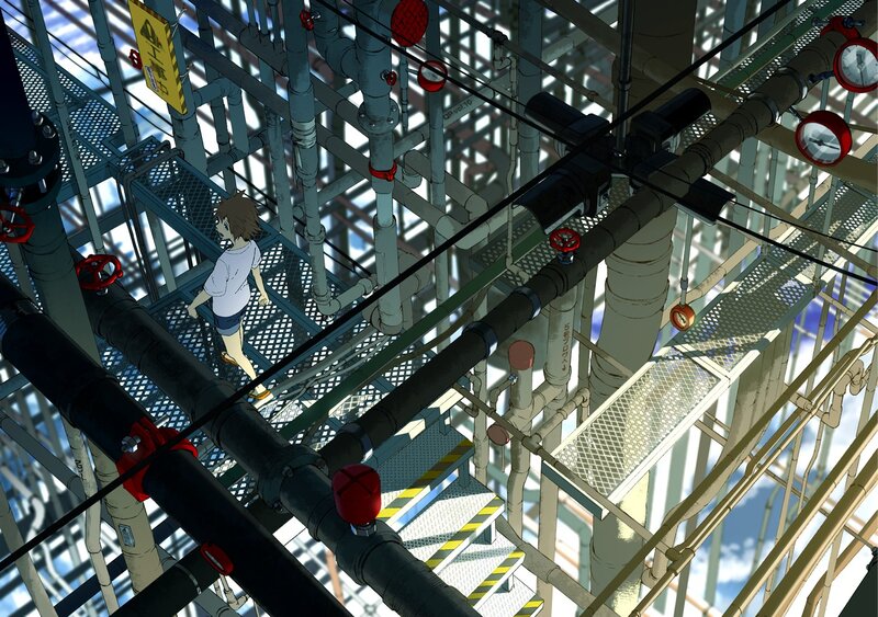 Child in industrial walkway