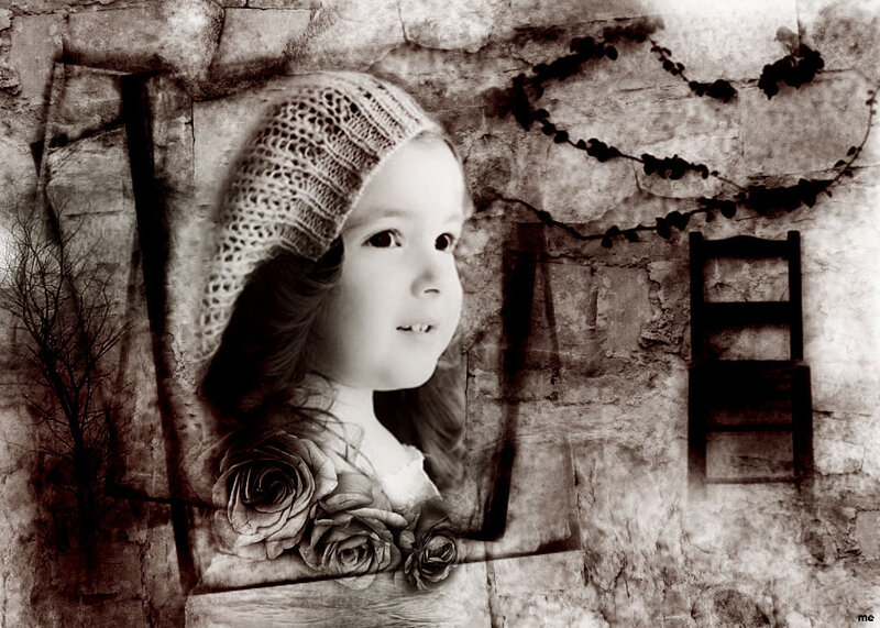 Child in Knitted Hat — Brown