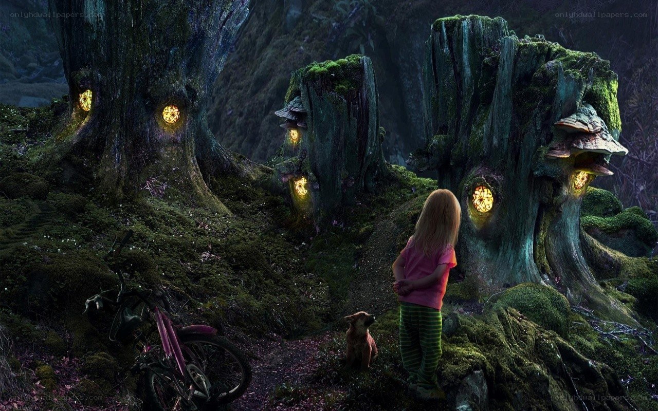 child in magical forest