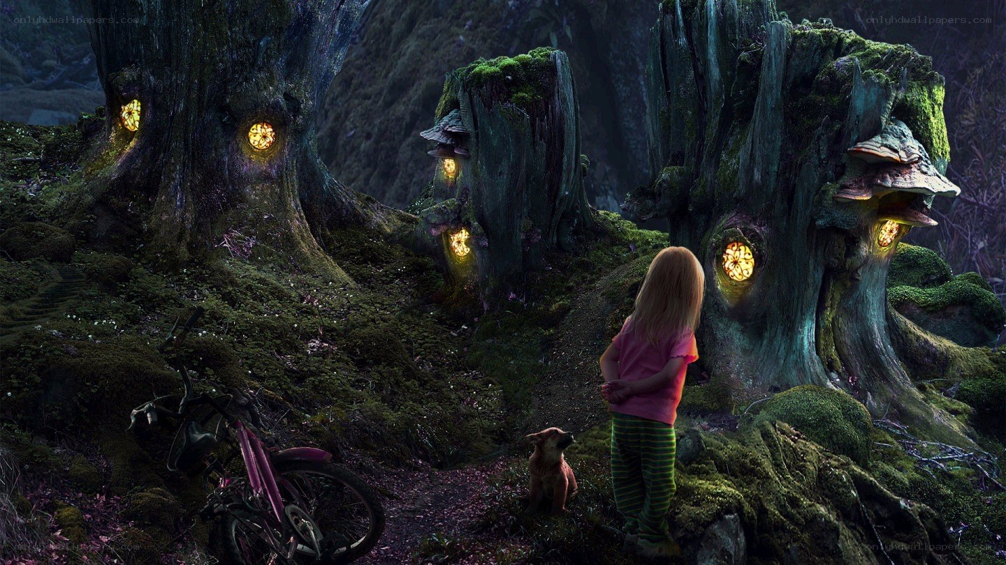 child in magical forest