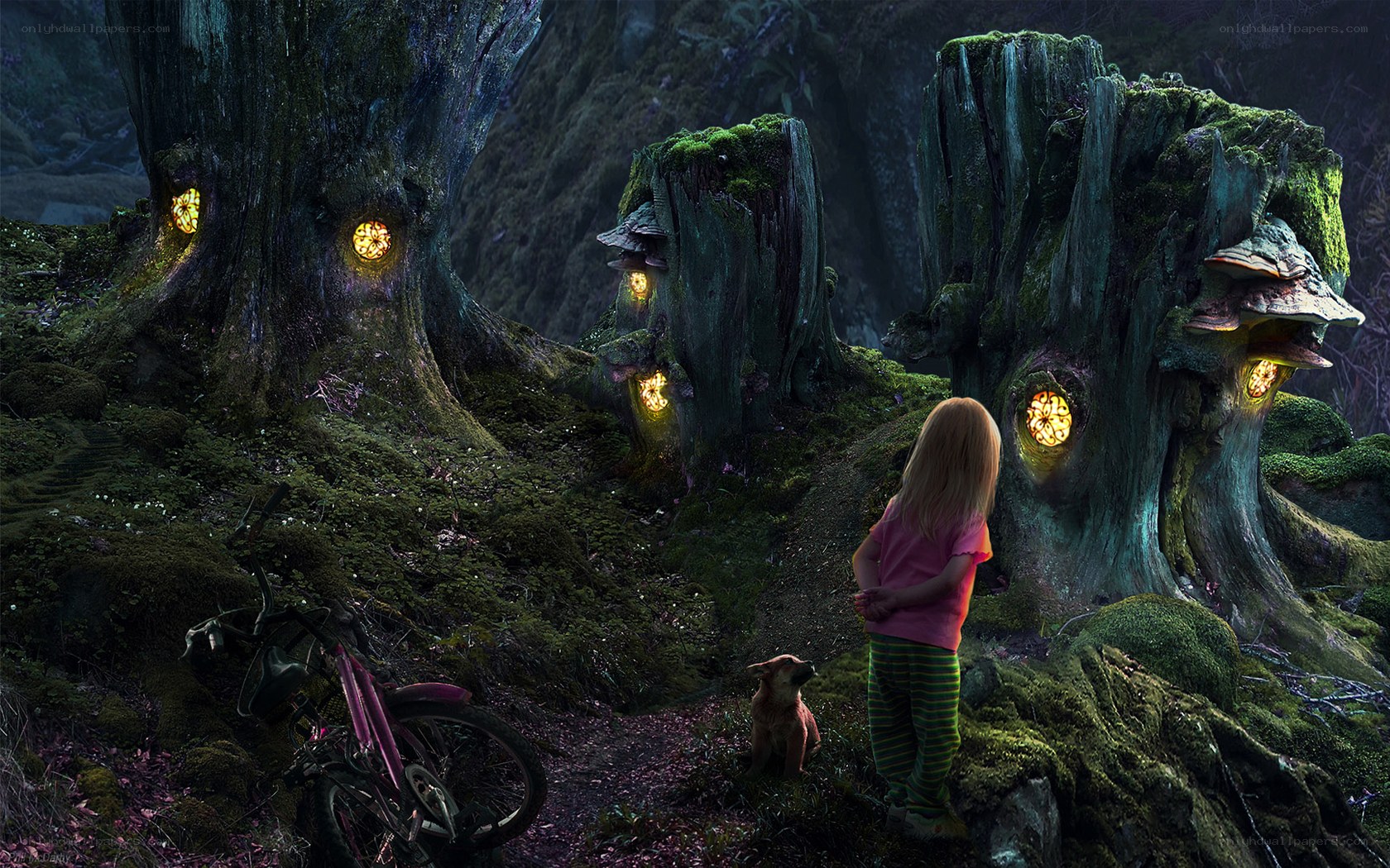 child in magical forest