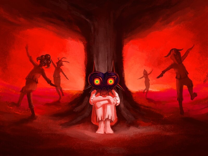 Child in Mask under Tree