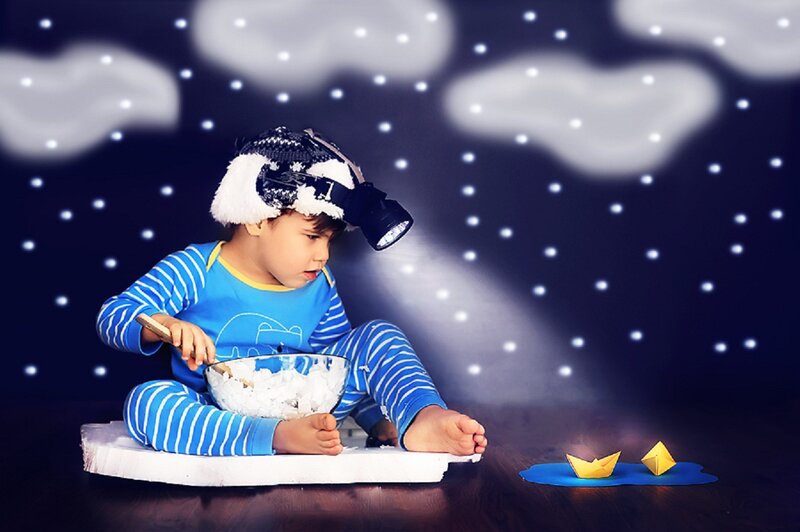 Child in Pajamas — Blue, Dreamy
