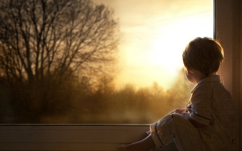 Child in Pajamas — Gold, Serene, Sunset