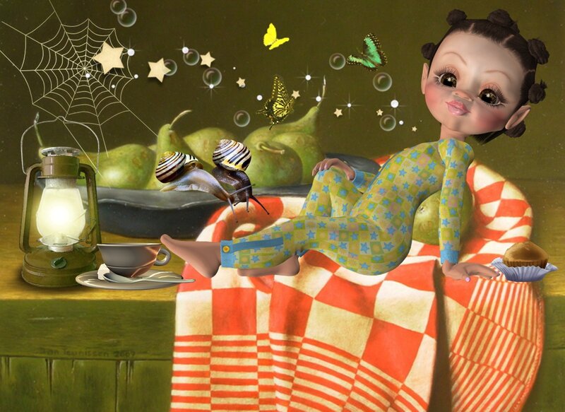 Child in Pajamas — Green