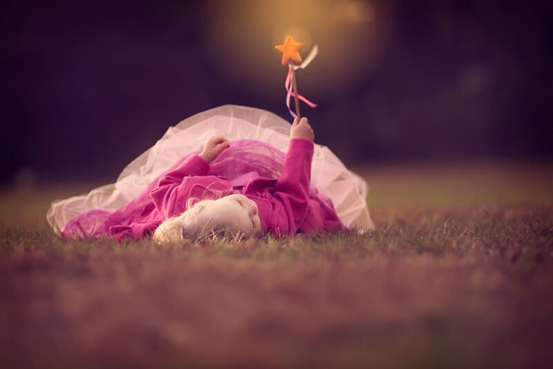 Child in Pink Dress — Dreamy, Sunset