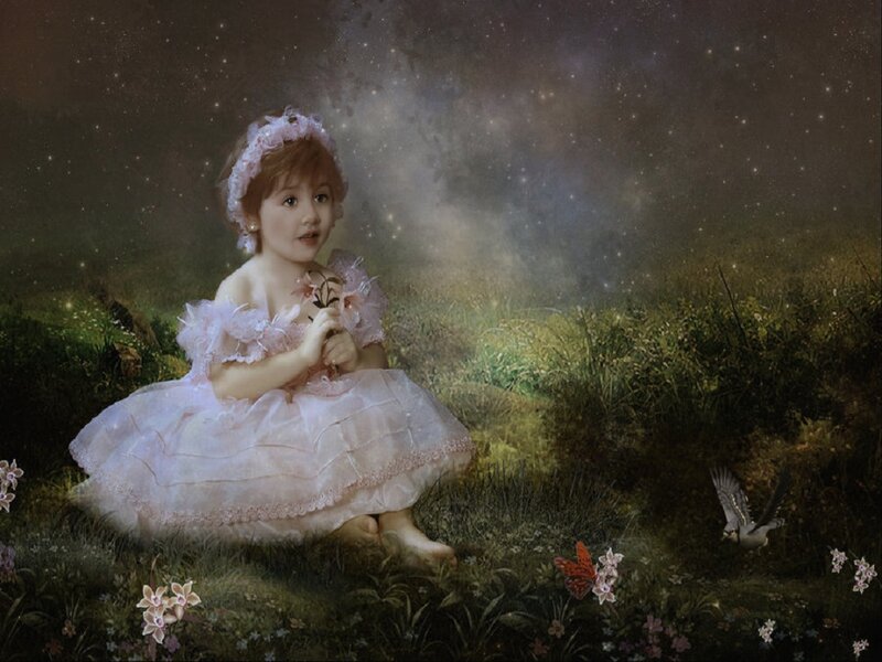 Child in Pink Dress — Serene, Night