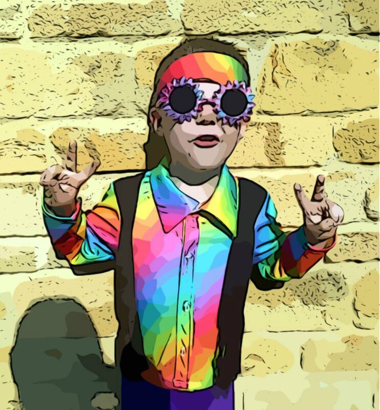 Child in Rainbow Outfit
