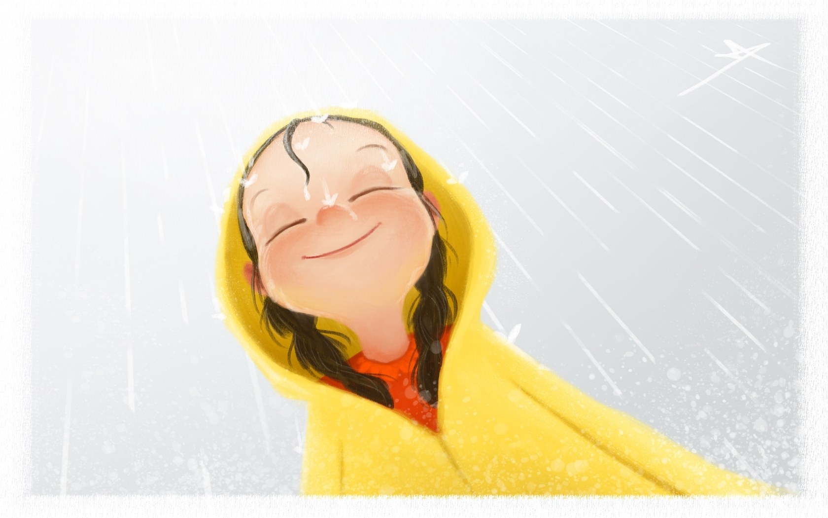 child in raincoat smiling