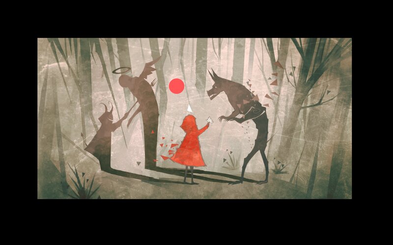 Child in Red Cloak — Dramatic, Sunset