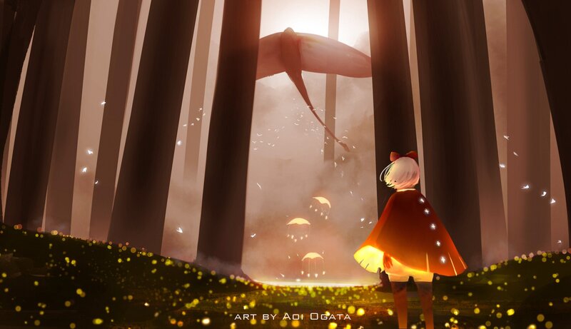 Child in Red Cloak — Serene, Sunset