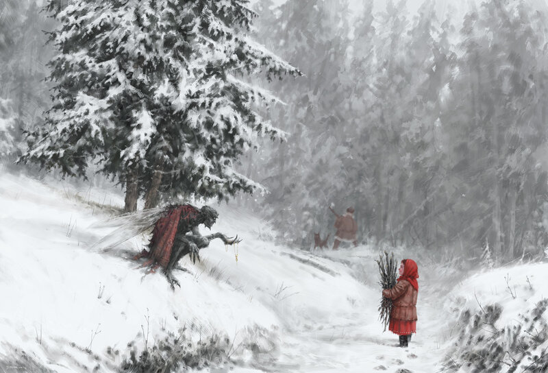 Child in Red Cloak — White